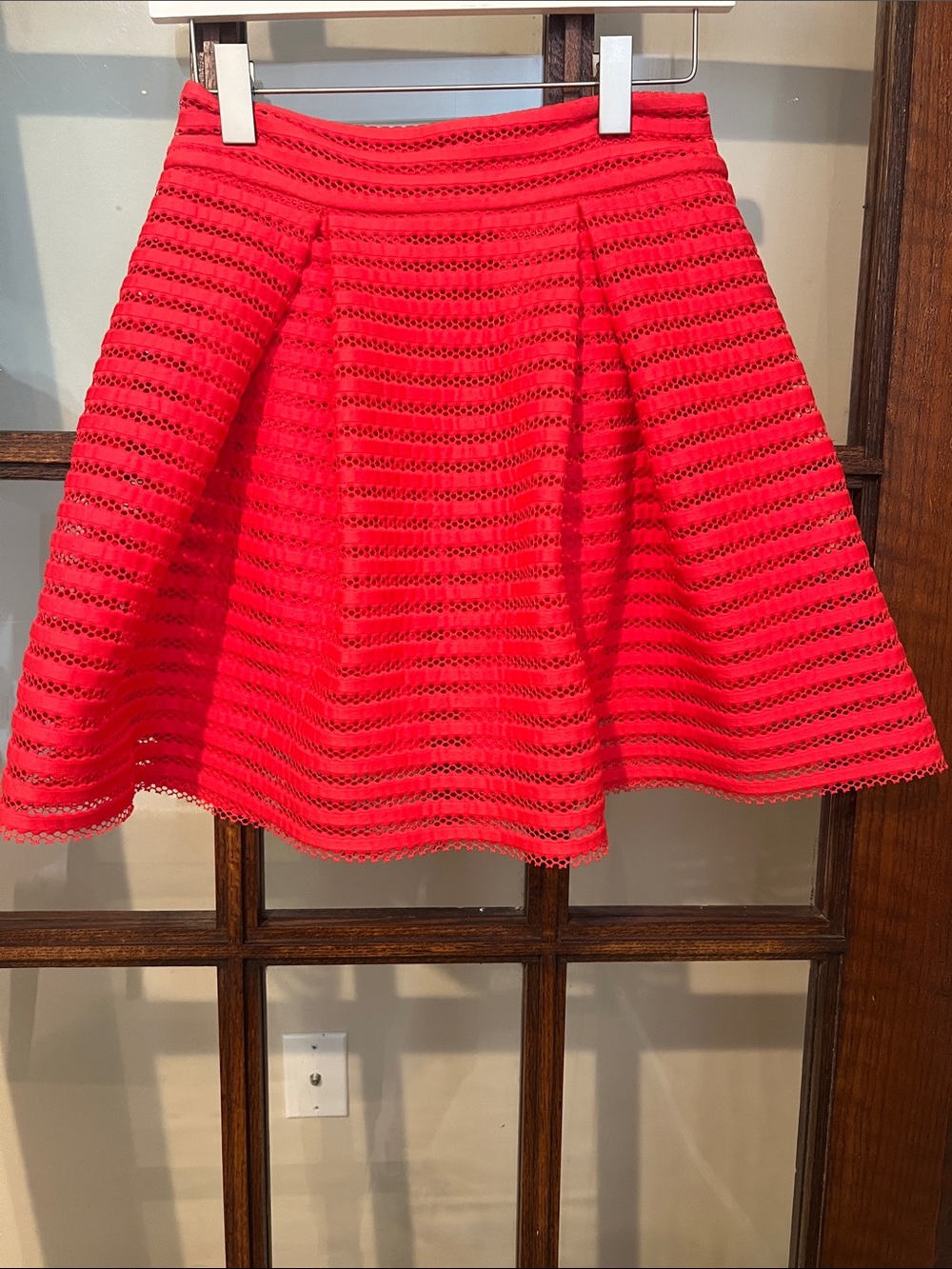 Express Bright Red Crochet Circle Skirt